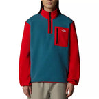 Fleece-Sweatshirt 1/4-Zip M Yumiori - Aqua Blau/Rot