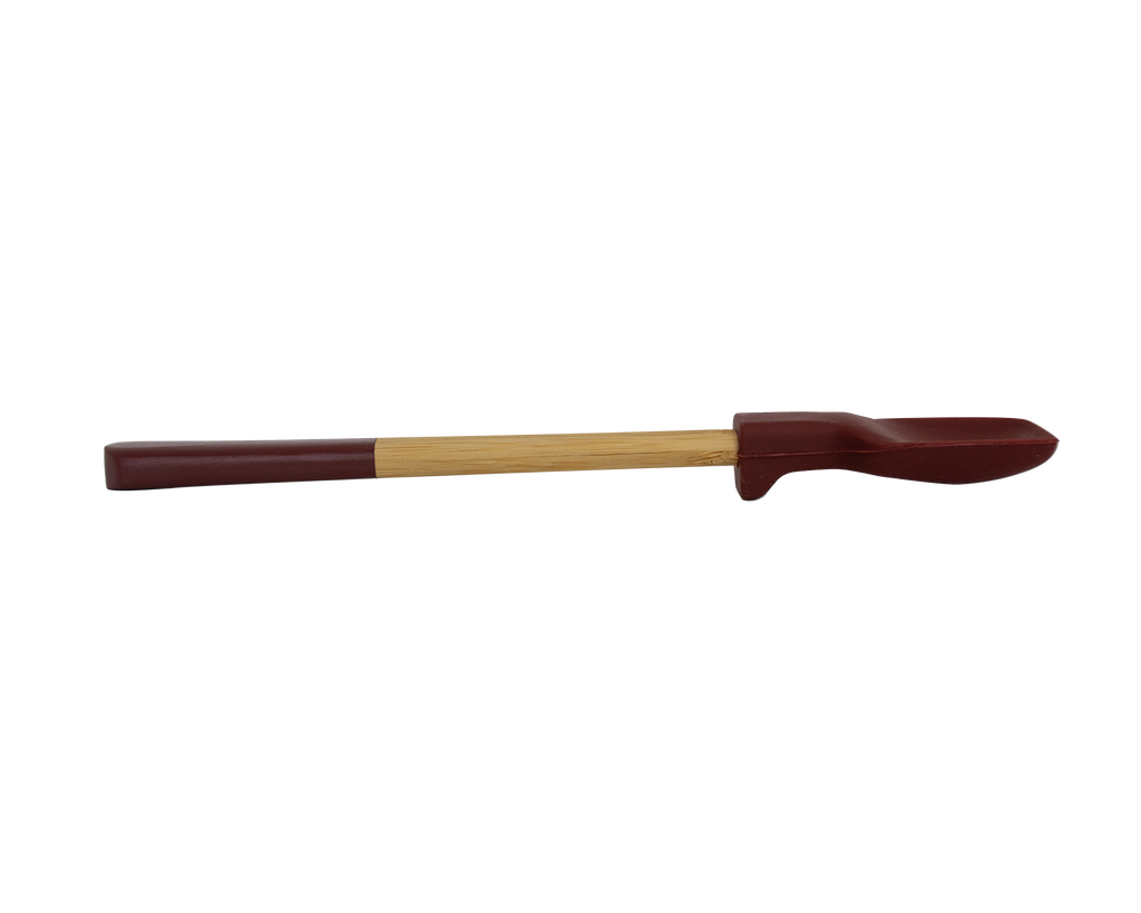 Mini Espátula De Silicona Y Bambú - Rojo Granate - 21 Cm