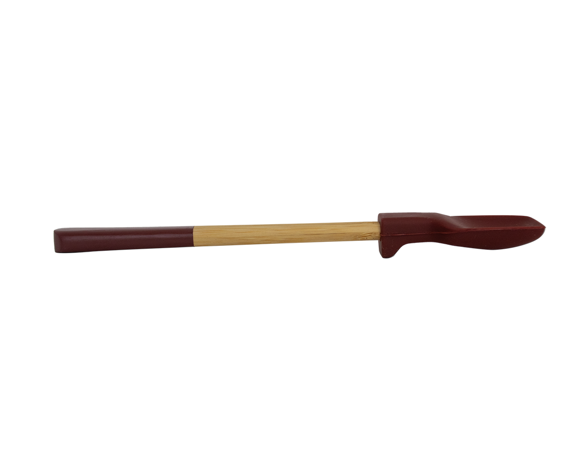 Mini Espátula De Silicona Y Bambú - Rojo Granate - 21 Cm
