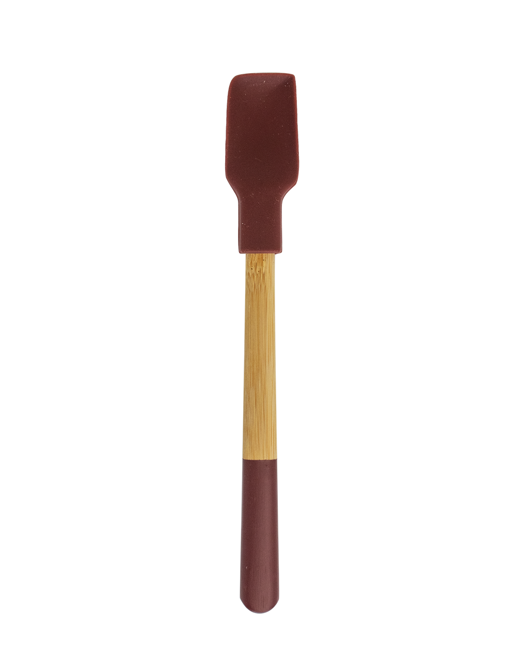 Mini Espátula De Silicona Y Bambú - Rojo Granate - 21 Cm