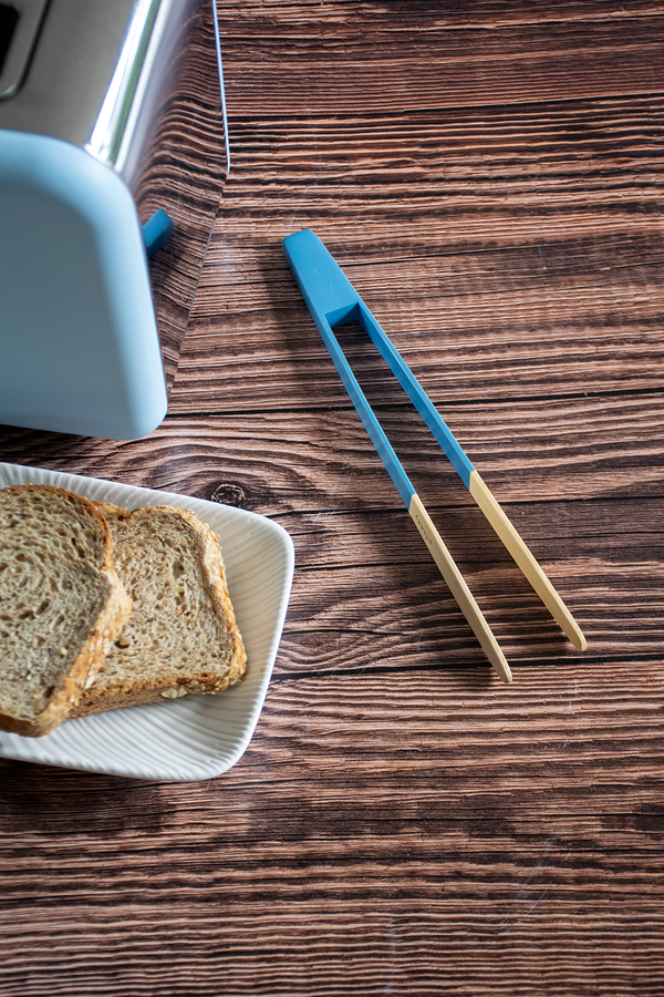 Magnetic Bamboo Toast Tongs - Royal Blue