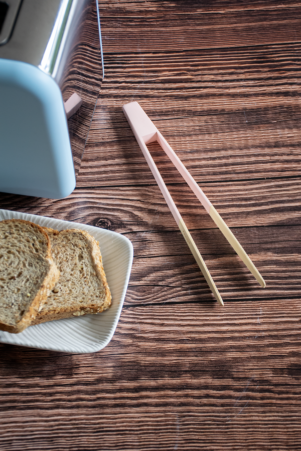 Magnetic Bamboo Toast Tongs - Blush