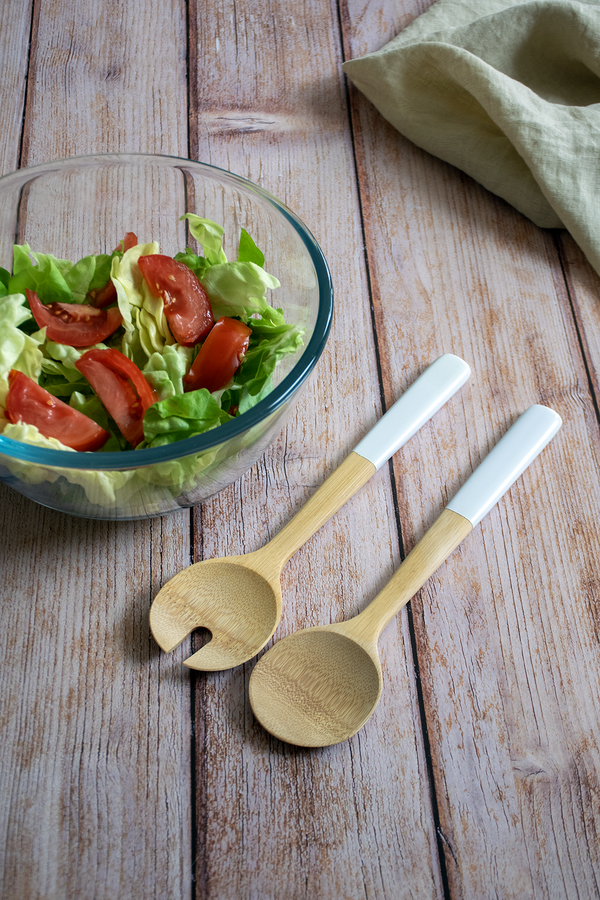 Bamboo Salad Servers - Light Grey
