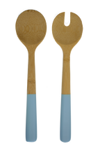 Bamboo Salad Servers - Cadet Blue