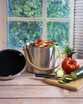 Seau À Compost En Inox Et Bambou - Argenté