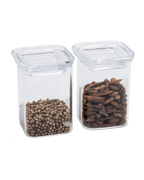 Set Of 2 Square Glass Spice And Herb Jars - Transparent