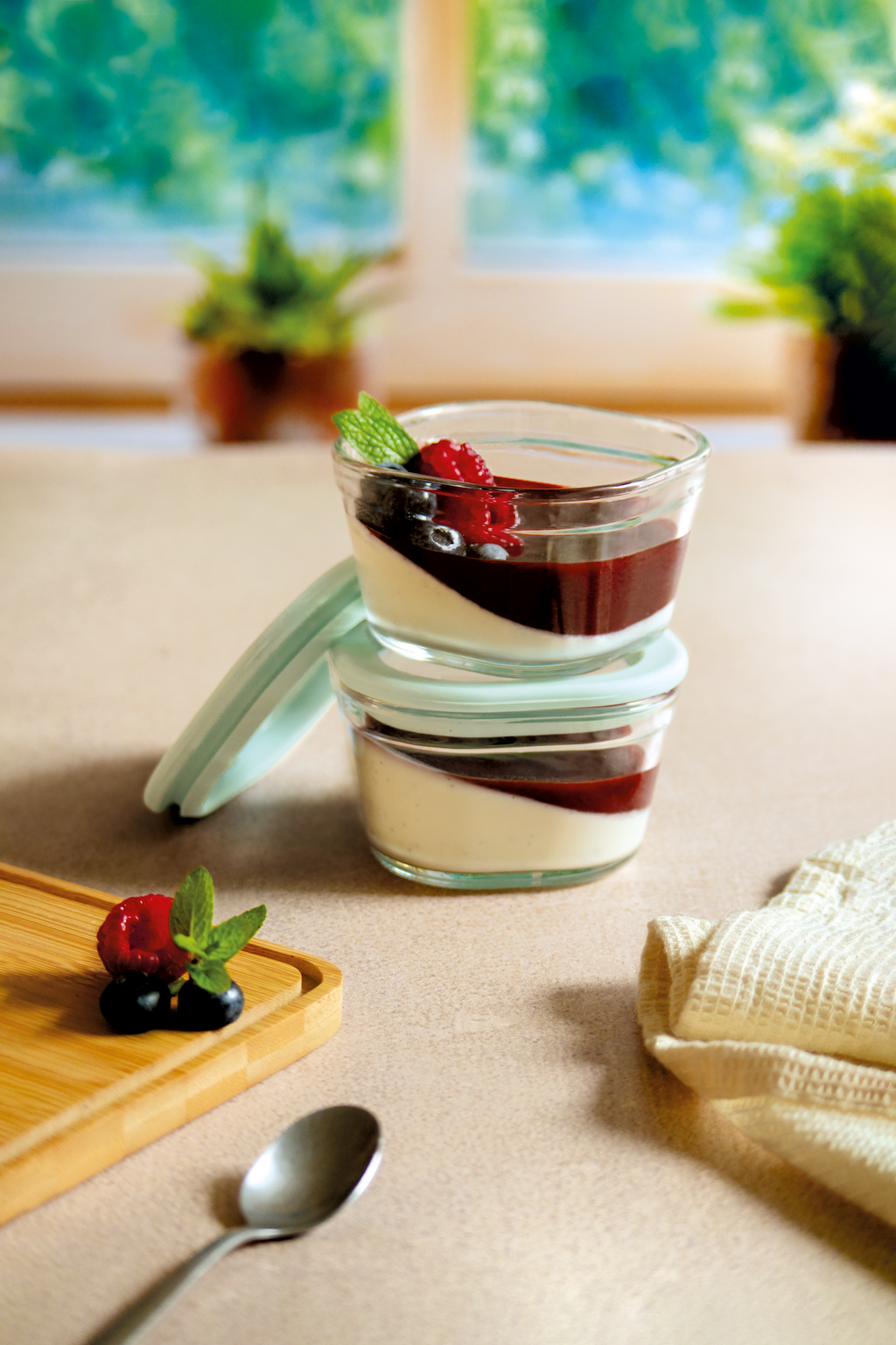 Set di 2 vasetti in vetro da 240 ml con coperchi ermetici - Verde salvia
