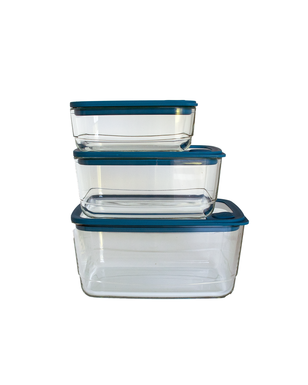 3-Piece Square Glass Cooking & Storage Container Set - Royal Blue