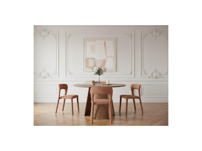 Gaston - Set - With Round Oak Veneer Dining Table + 4 Pia Chairs