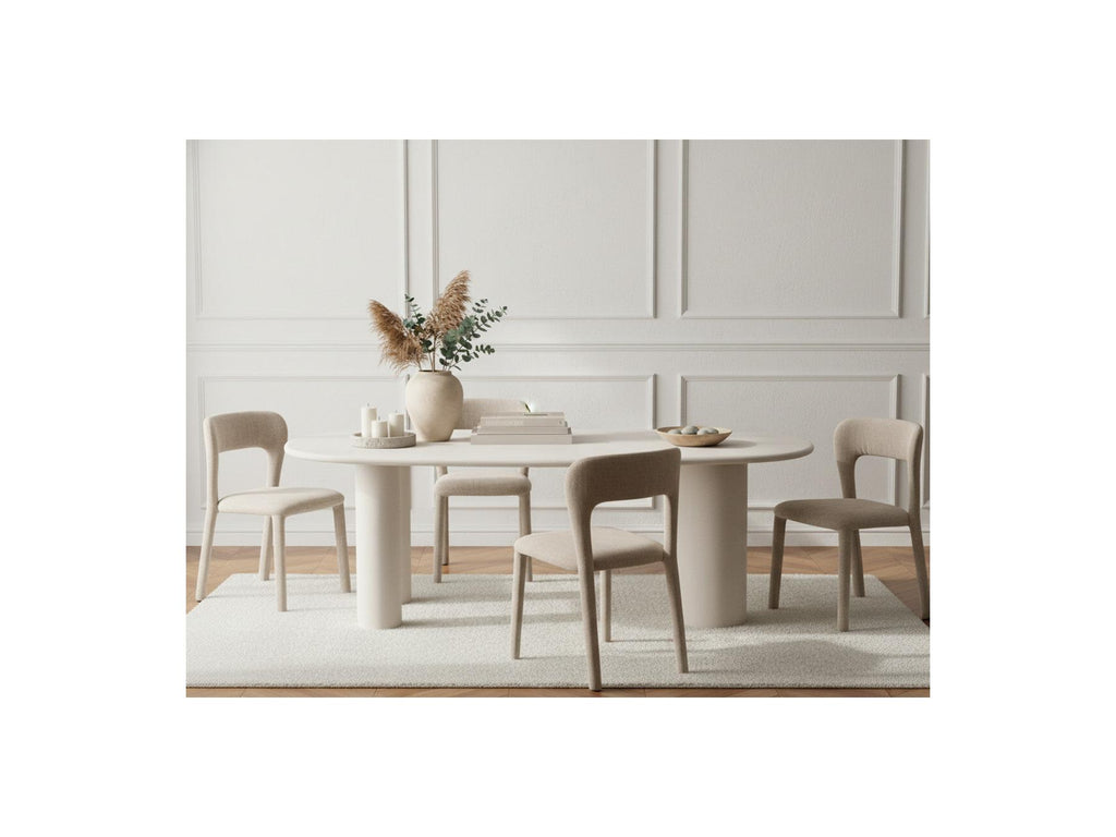 Constance - Set - With Beige Oval Concrete-Effect Dining Table + 4 Pia Chairs