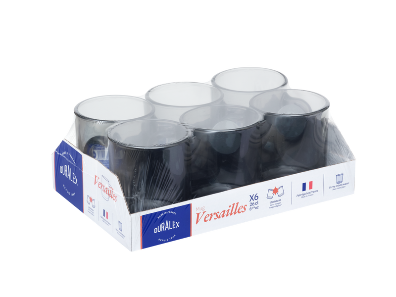Duralex - Pack de 6 tazas Versailles - Gris - 26Cl