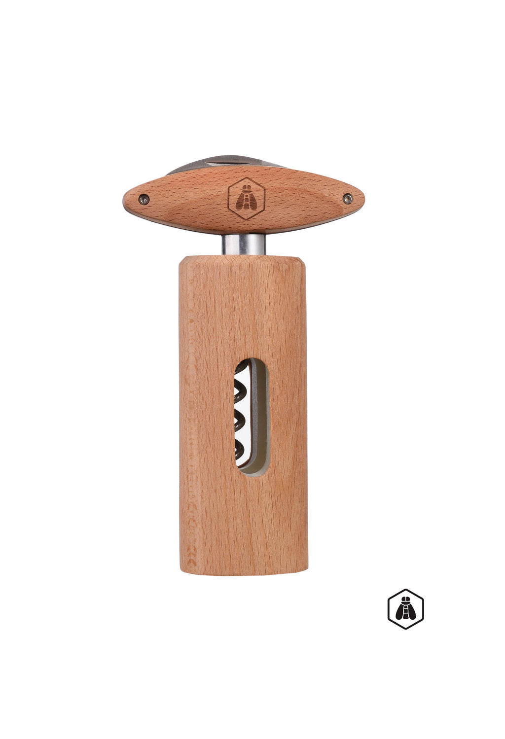 Corkscrew With Rotating Wooden Handle