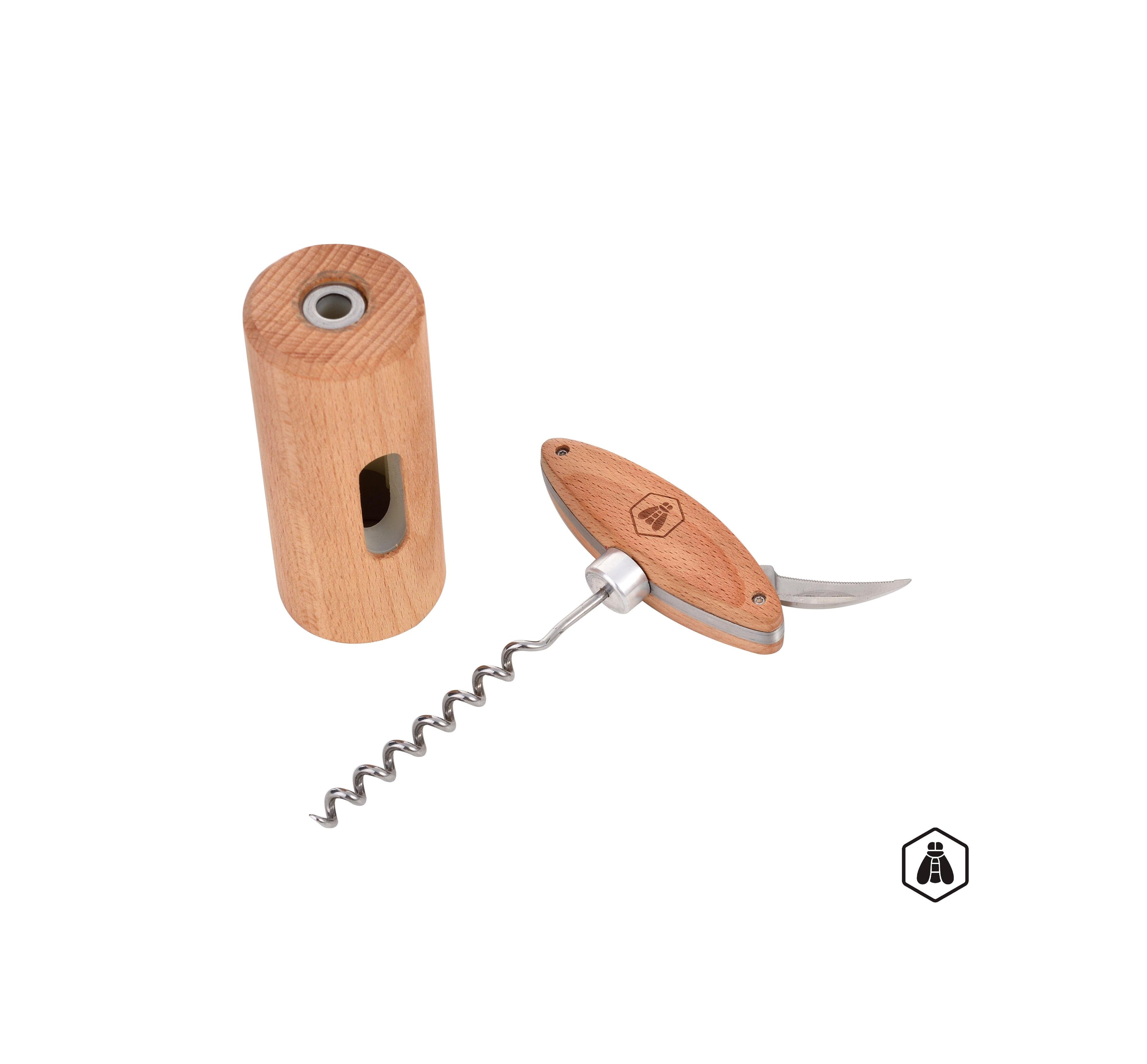 Corkscrew With Rotating Wooden Handle