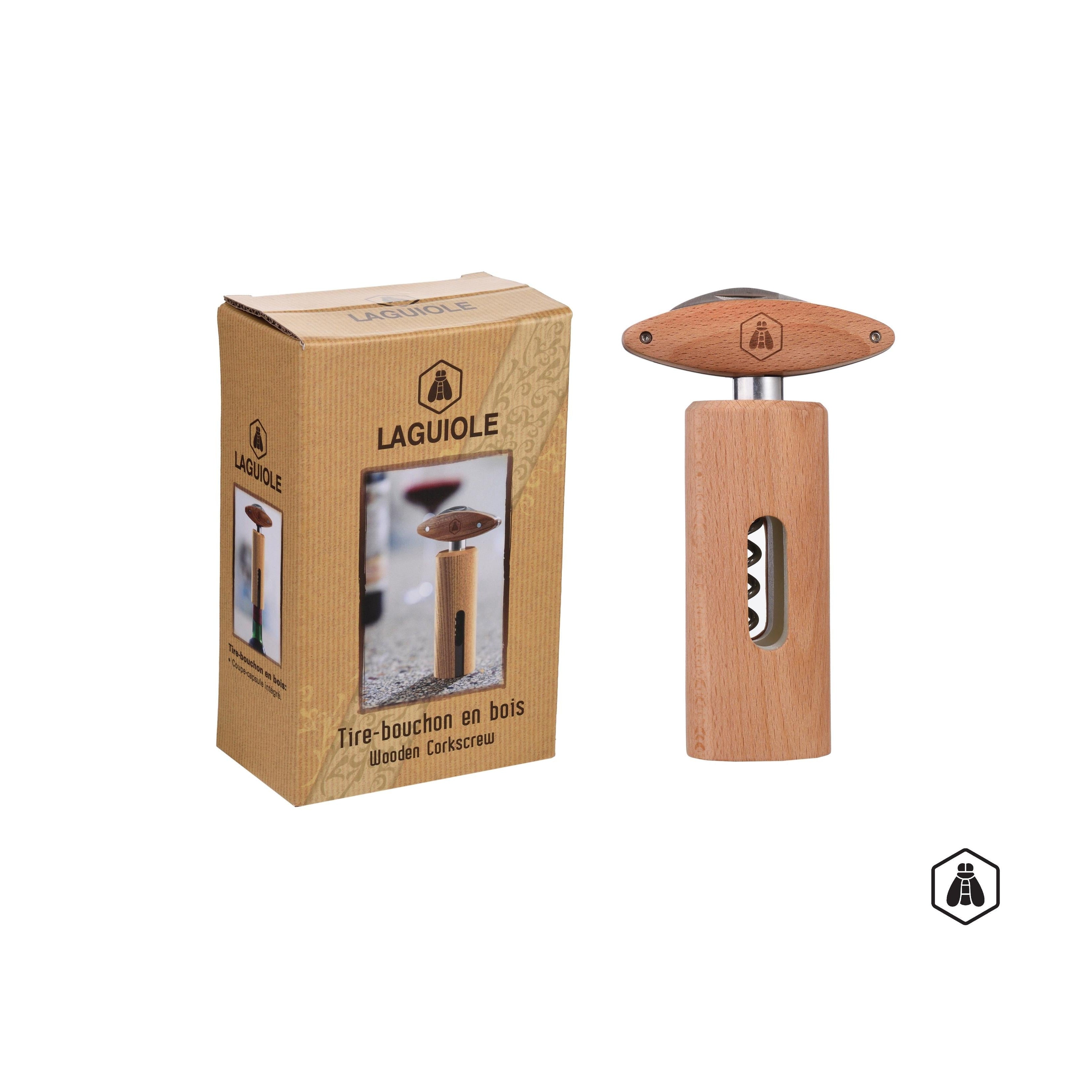 Corkscrew With Rotating Wooden Handle