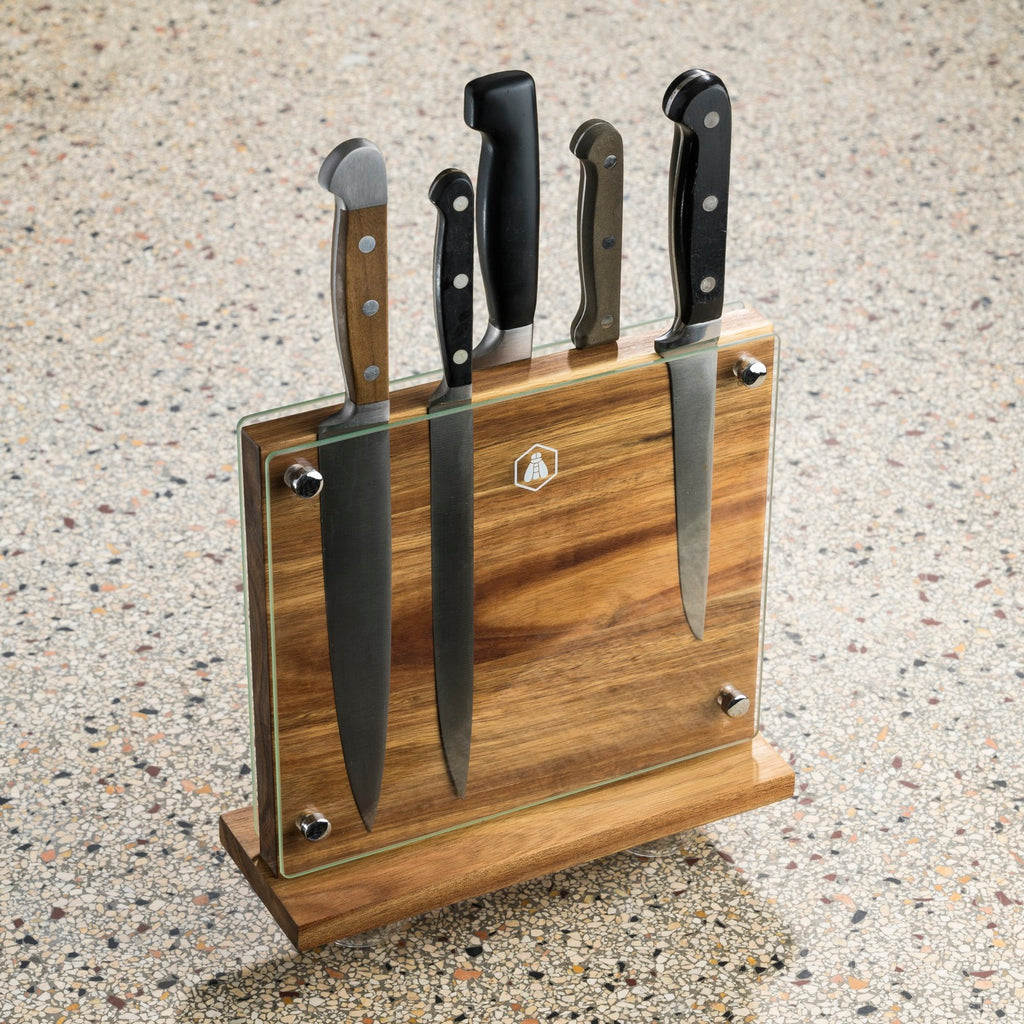Bloc Repose Couteau Aimanté En Bois D’Accacia 25Cm