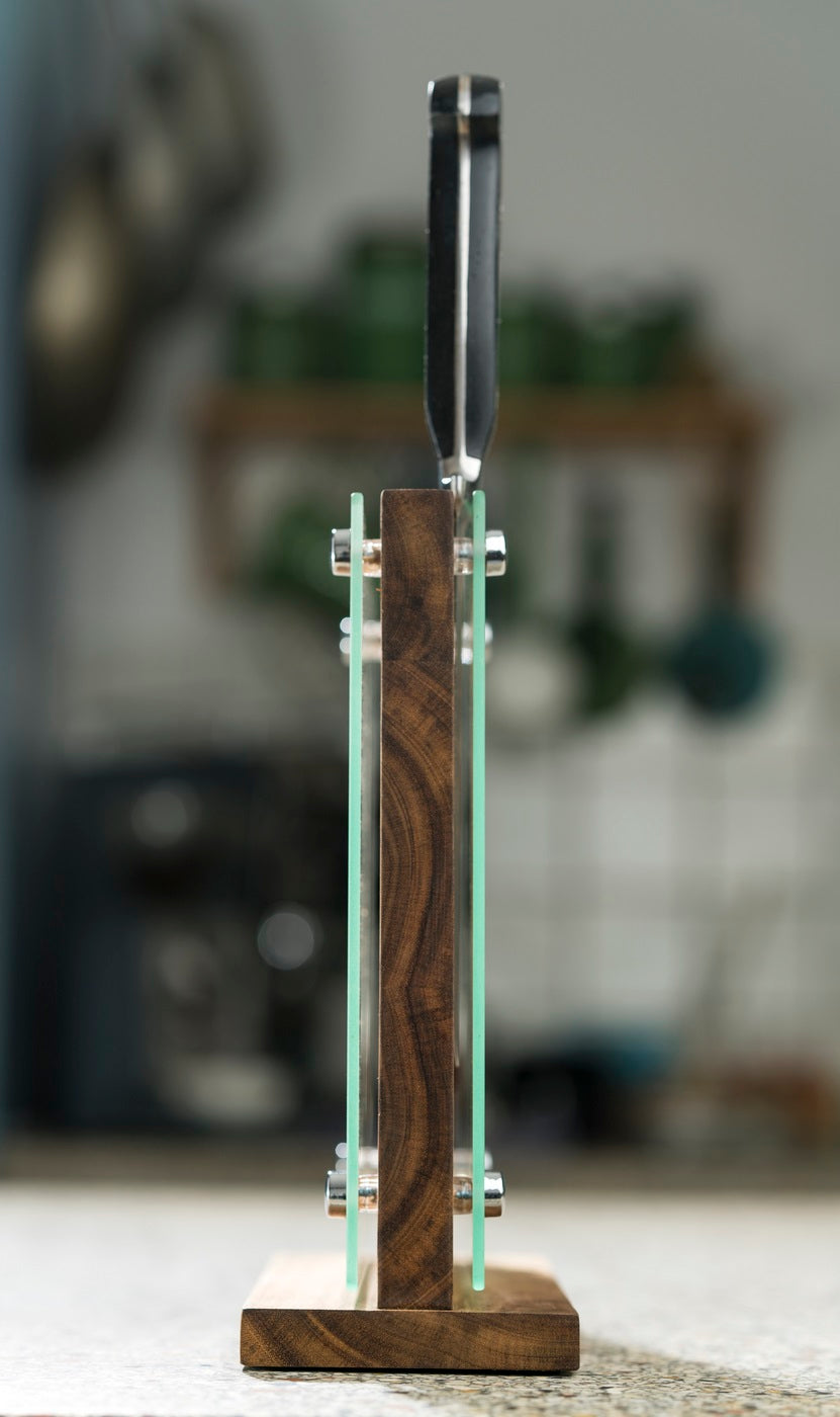 Bloc Repose Couteau Aimanté En Bois D’Accacia 25Cm