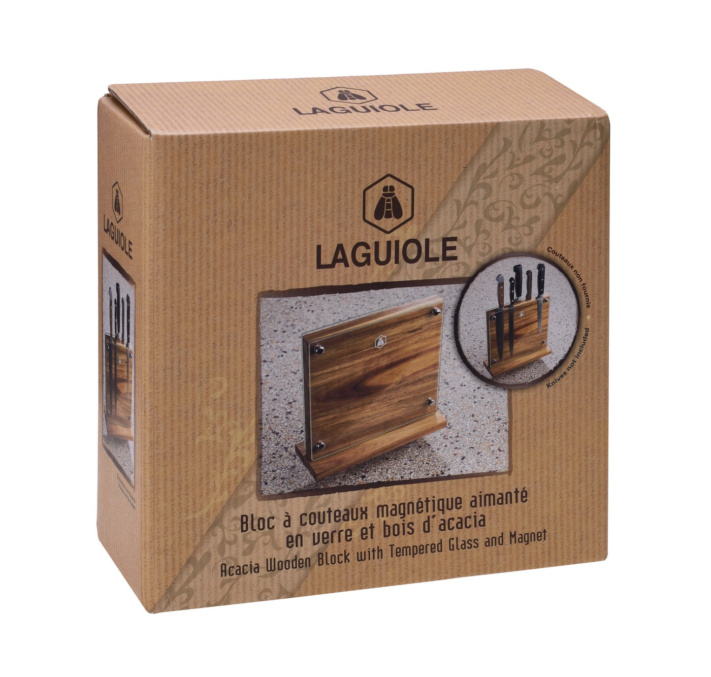 Bloc Repose Couteau Aimanté En Bois D’Accacia 25Cm