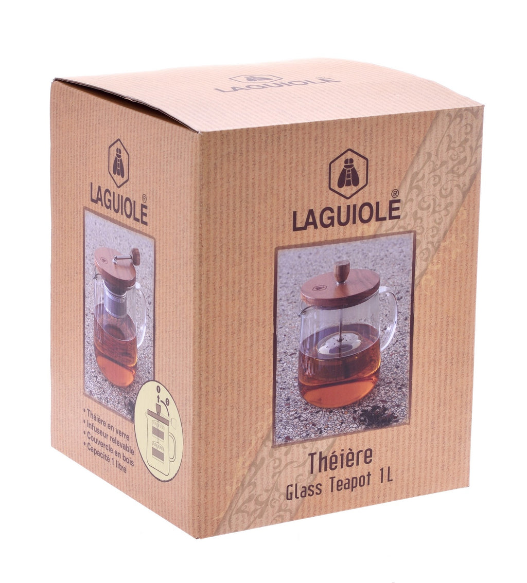 Théière Avec Couvercle En Bois Et Infuseur Amovible 1L