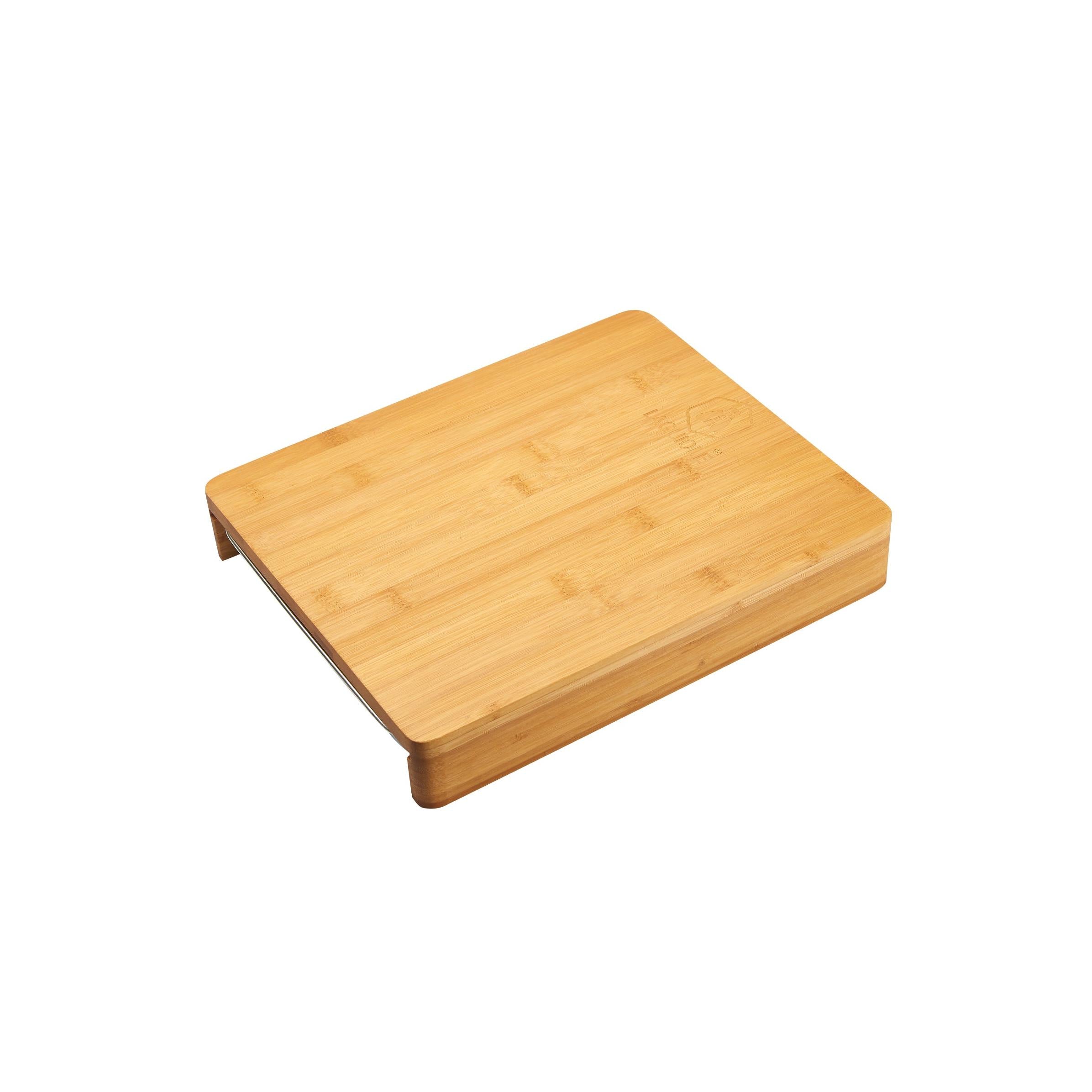 Tabla de Cortar de Bambú con Cajón de Almacenamiento - Acero Inoxidable