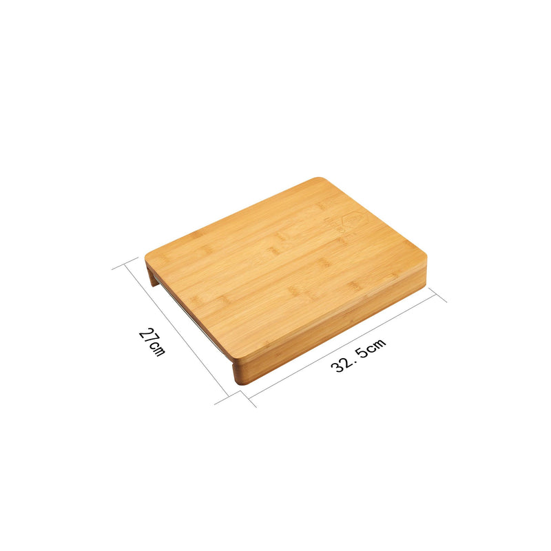 Bamboo Cutting Board with Storage Drawer - Stainless Steel