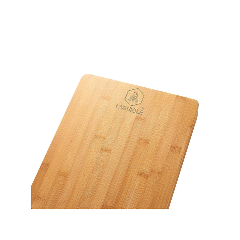 Bamboo Cutting Board with Storage Drawer - Stainless Steel