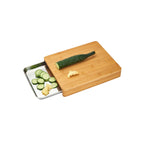 Bamboo Cutting Board with Storage Drawer - Stainless Steel