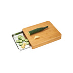 Tabla de Cortar de Bambú con Cajón de Almacenamiento - Acero Inoxidable
