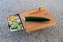 Bamboo Cutting Board with Storage Drawer - Stainless Steel