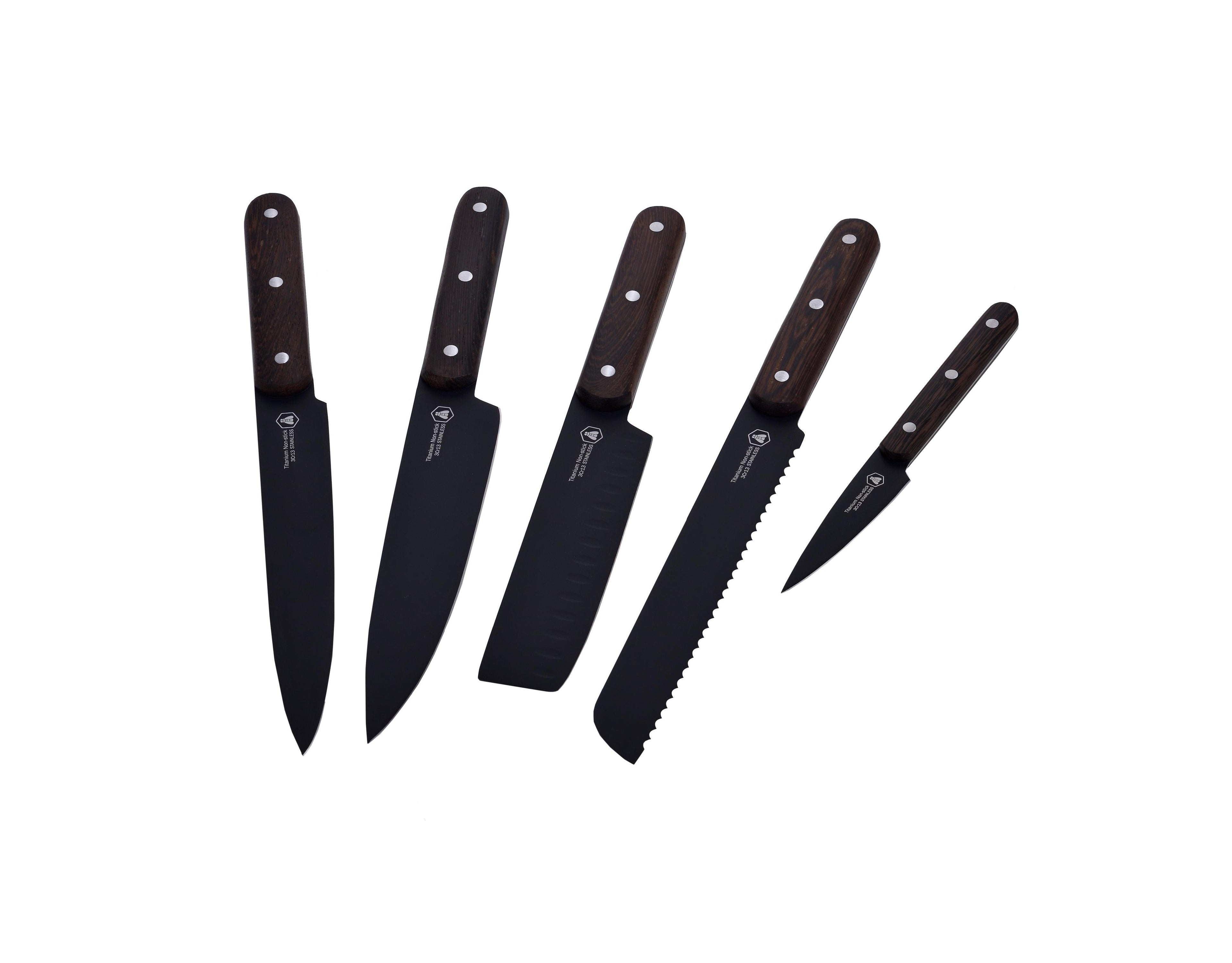 Set of 5 Pieces - Kitchen Knives - Titanium