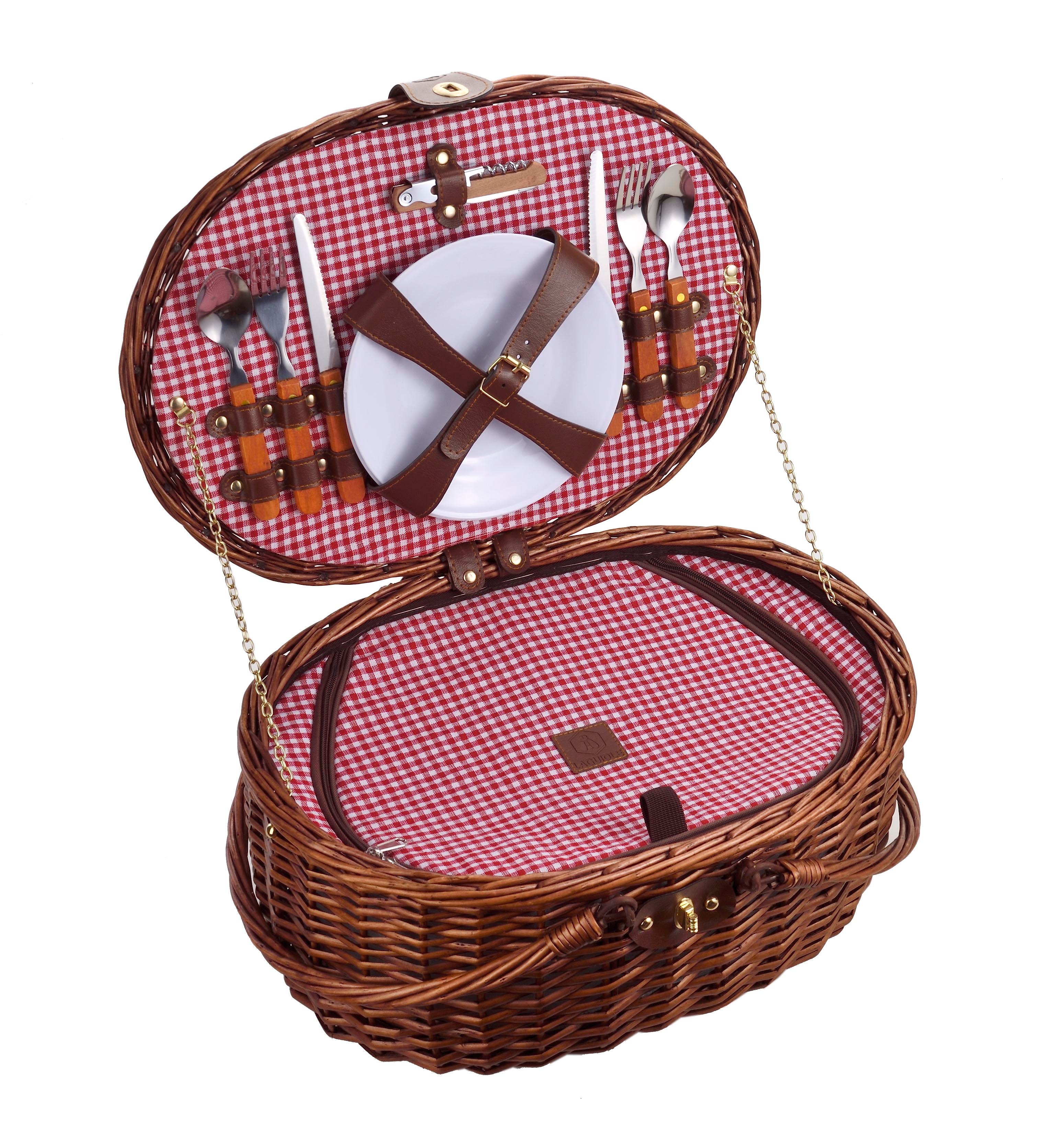 Cooler Picnic Basket For 2 People - Brown