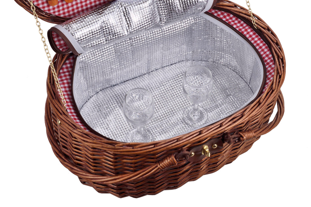 Cooler Picnic Basket For 2 People - Brown