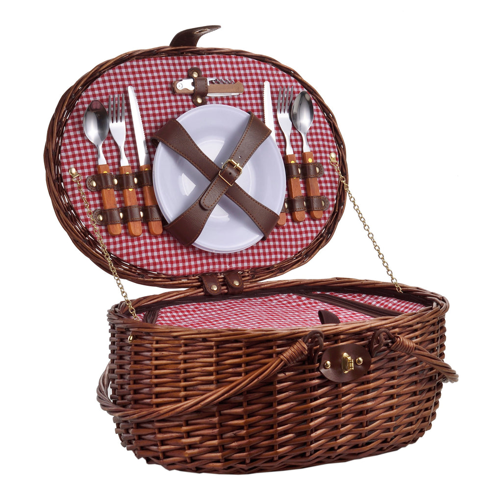 Cooler Picnic Basket For 2 People - Brown