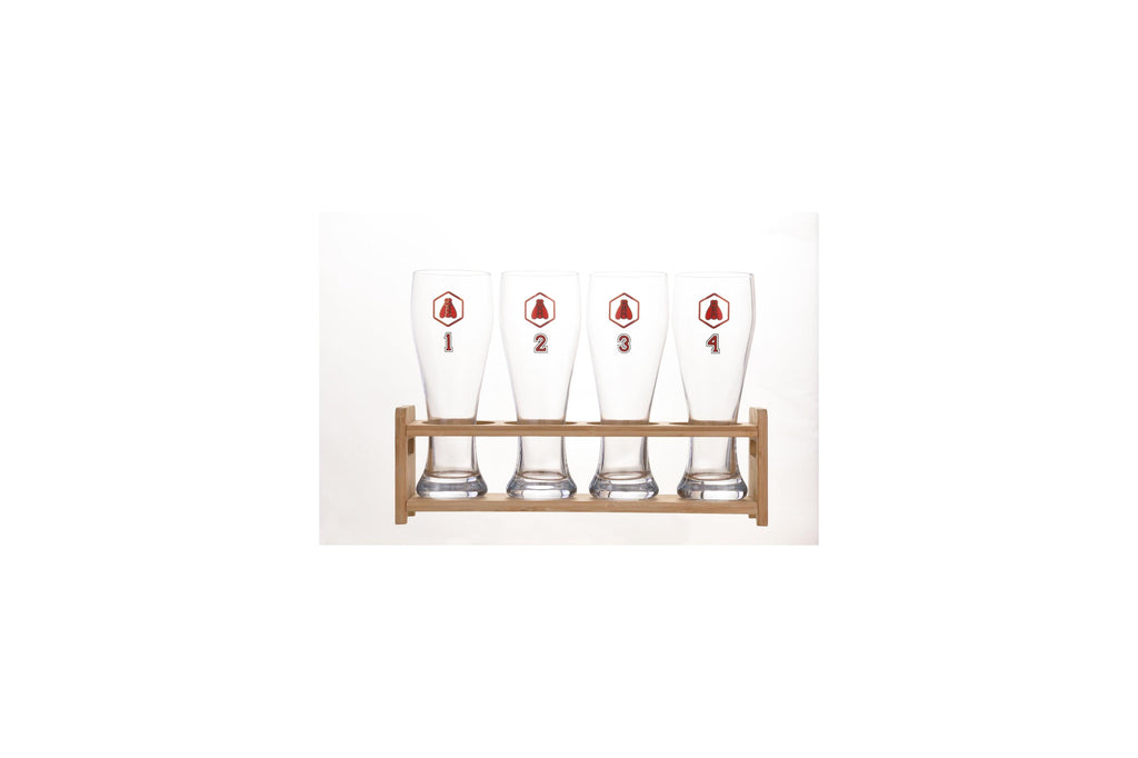 Set Of 4 Beer Glasses On Stand
