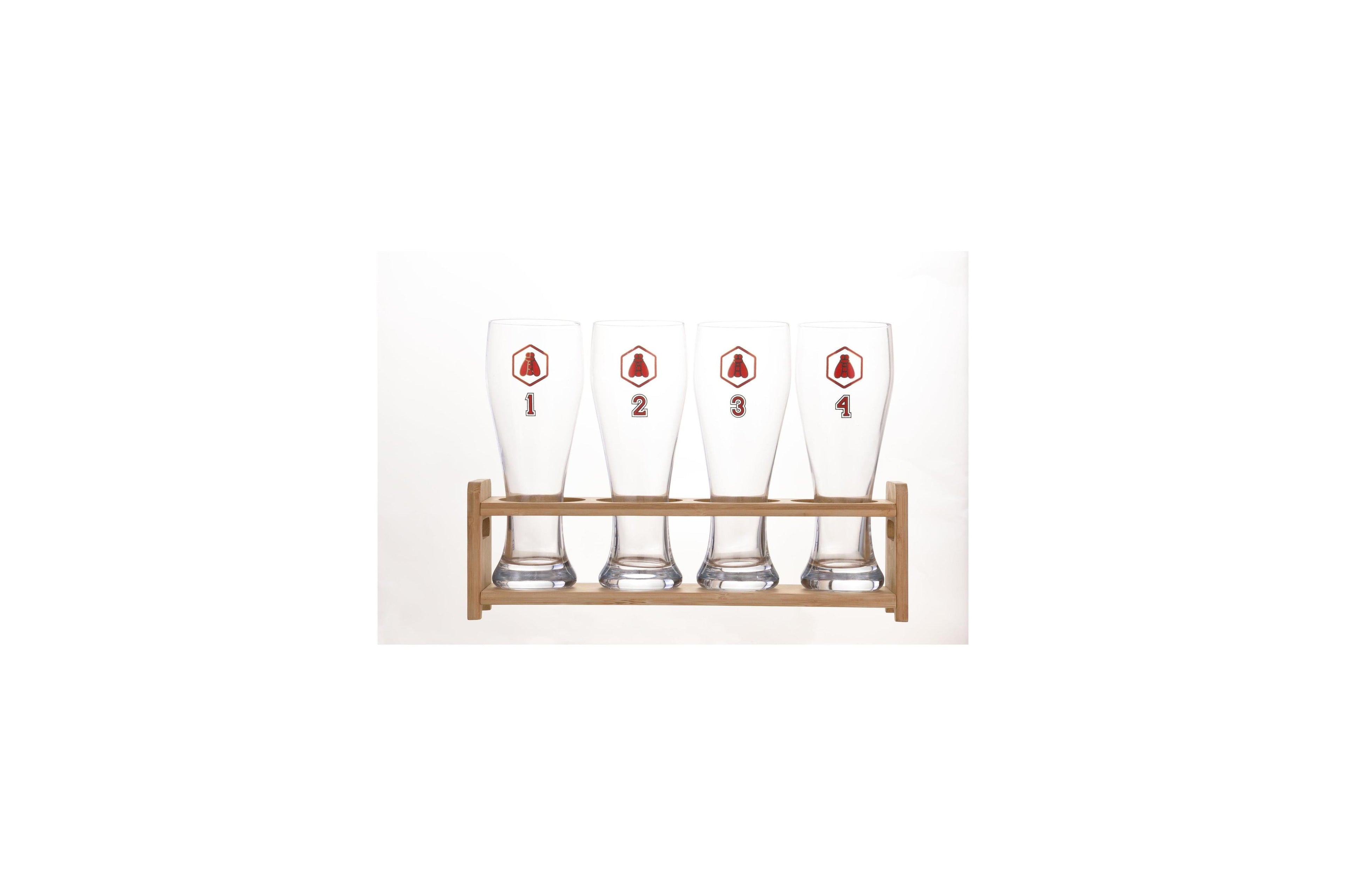 Set Of 4 Beer Glasses On Stand