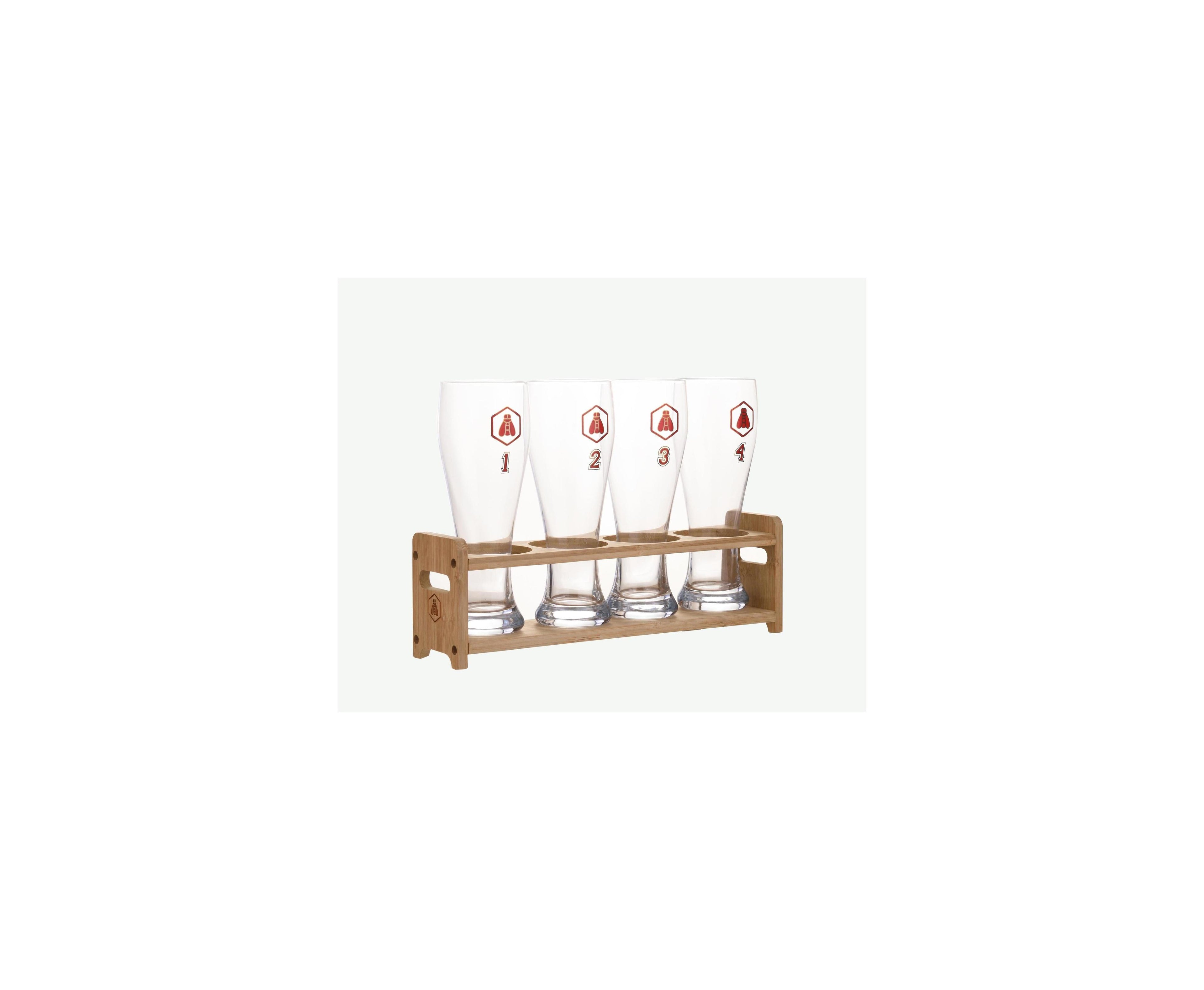 Set Of 4 Beer Glasses On Stand