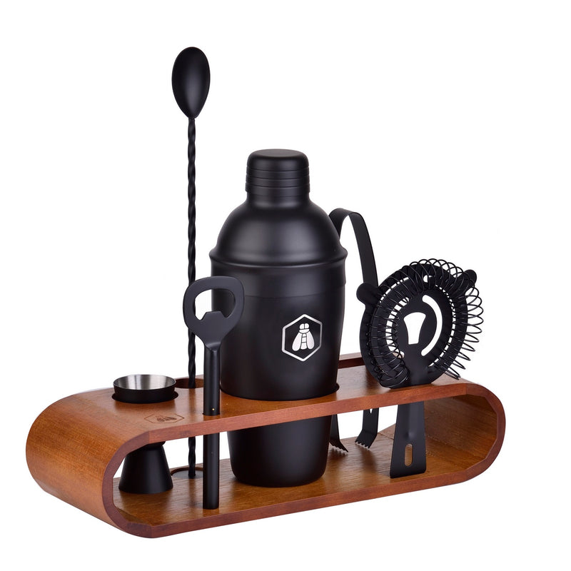Premium Cocktail Kit 6 Pieces On Wooden Stand