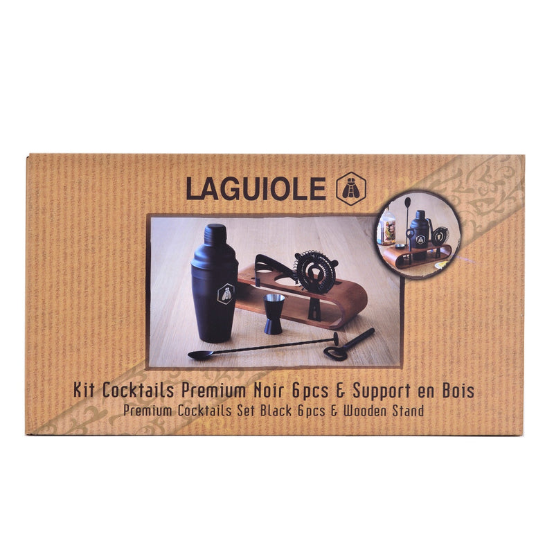 Premium Cocktail Kit 6 Pieces On Wooden Stand