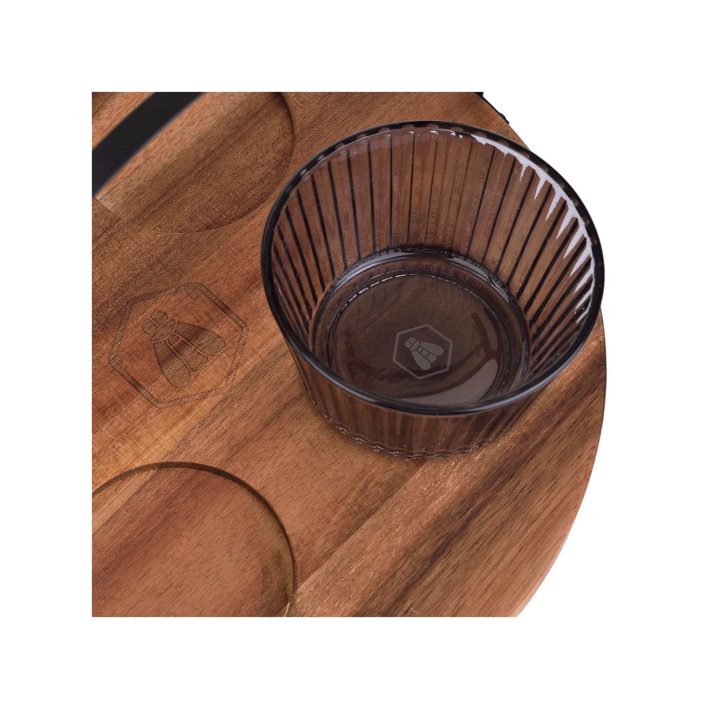 Ensemble D'Apéritif 4 Bols En Verre Et Plateau En Bois