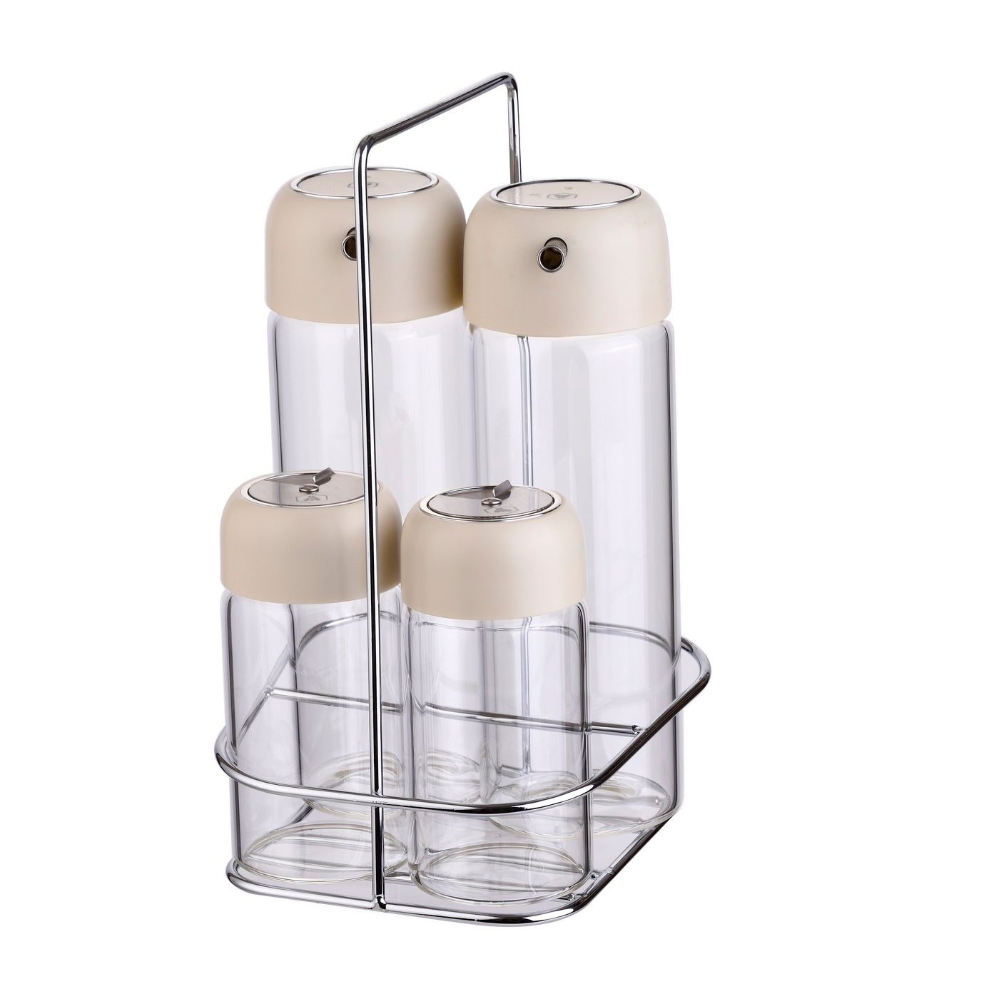 Set 4 Pces Huile Et Vinaigre Saliere Poivrier Sur Socle