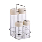 Set 4 Pces Huile Et Vinaigre Saliere Poivrier Sur Socle