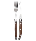 Set De 6 Couteaux Et 6 Fourchettes - Manche Bois De Noyer - Lg Heritage