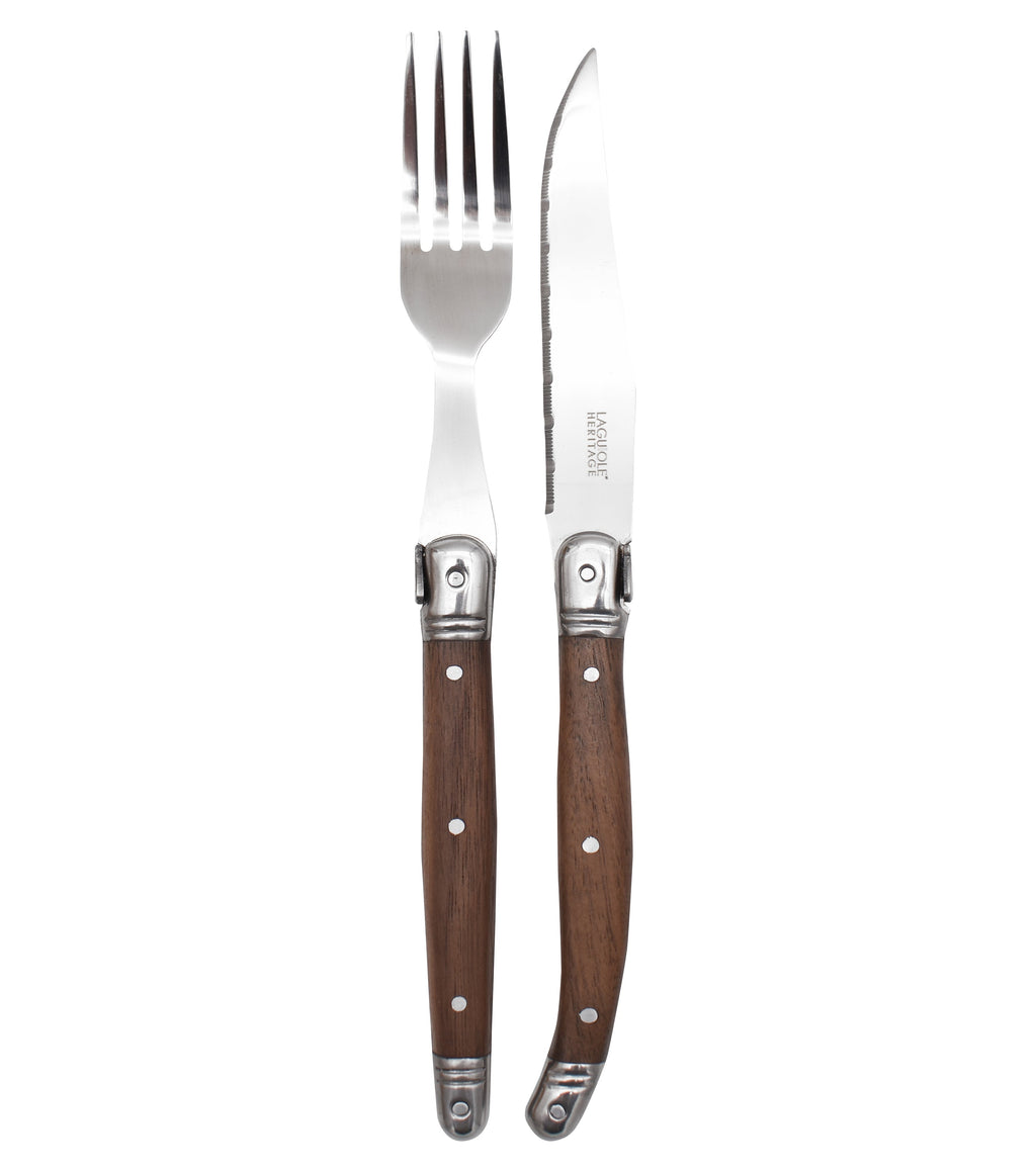 Set of 6 Knives and 6 Forks - Walnut Wood Handle - LG Heritage