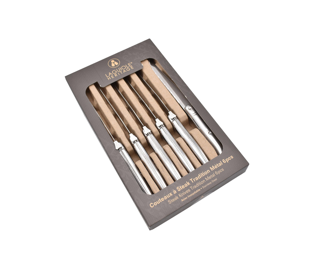 Estuche De 6 Cuchillos Para Carne - Metal