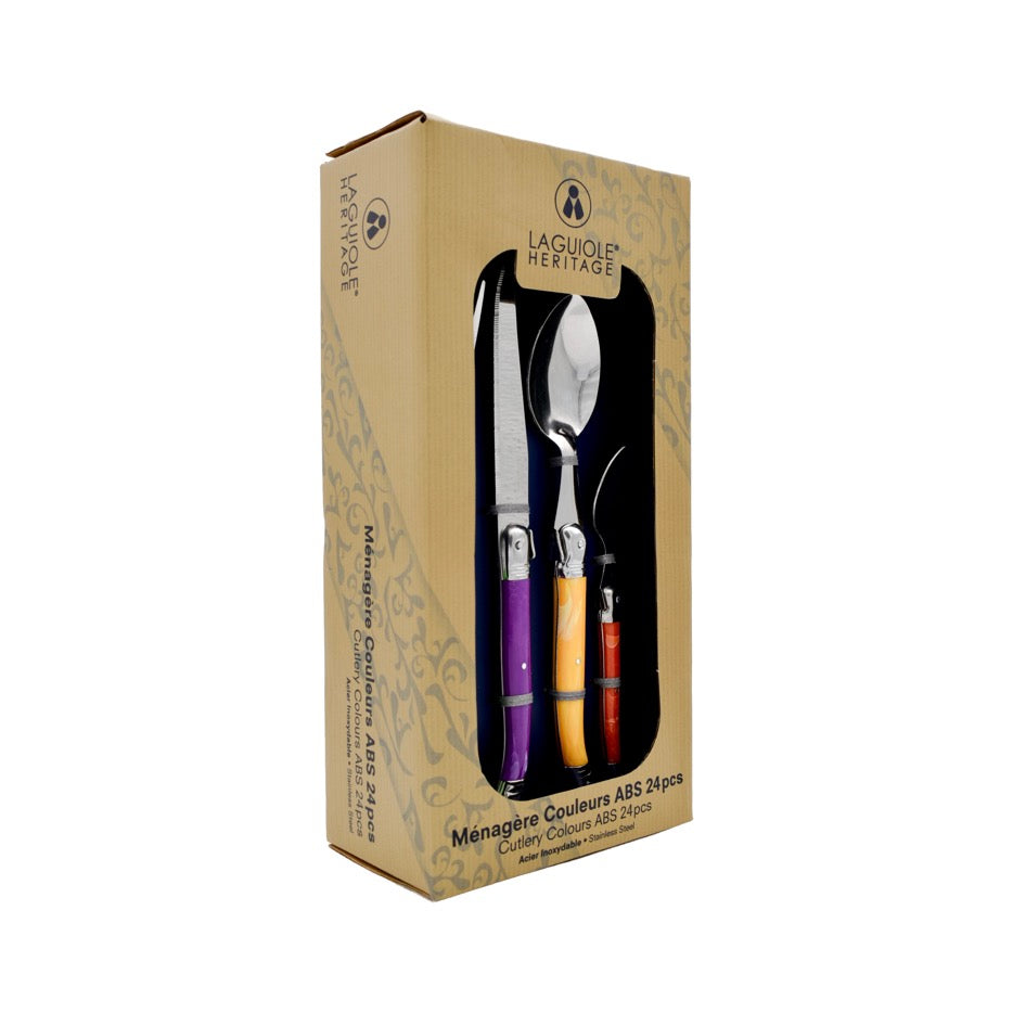 Laguiole Heritage - Assorted Color Cutlery 24 Pieces