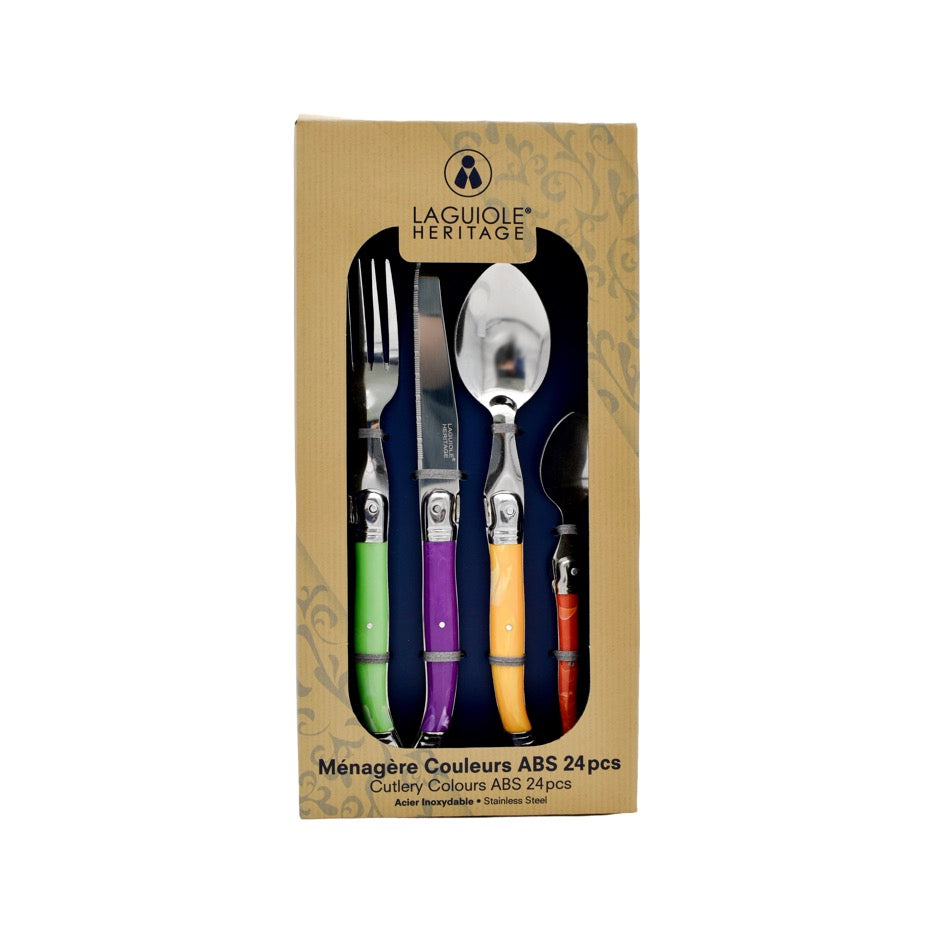 Laguiole Heritage - Assorted Color Cutlery 24 Pieces