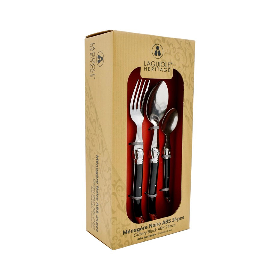 Laguiole Heritage - Black Cutlery Set 24 Pieces