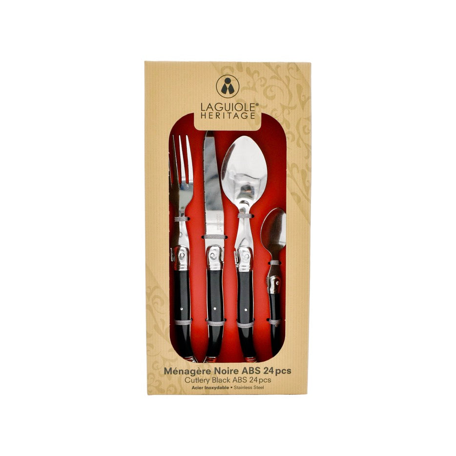 Laguiole Heritage - Black Cutlery Set 24 Pieces