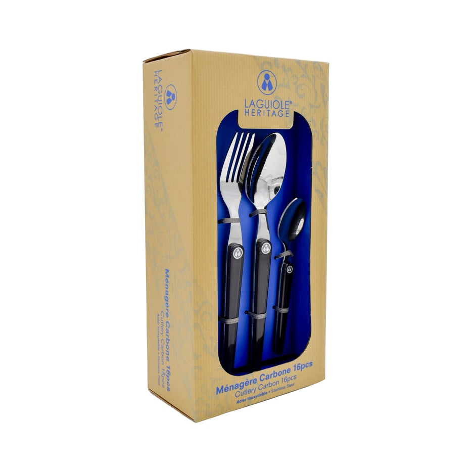 Laguiole Héritage Cutlery Set - Abs Carbon Handle - 16 Pieces
