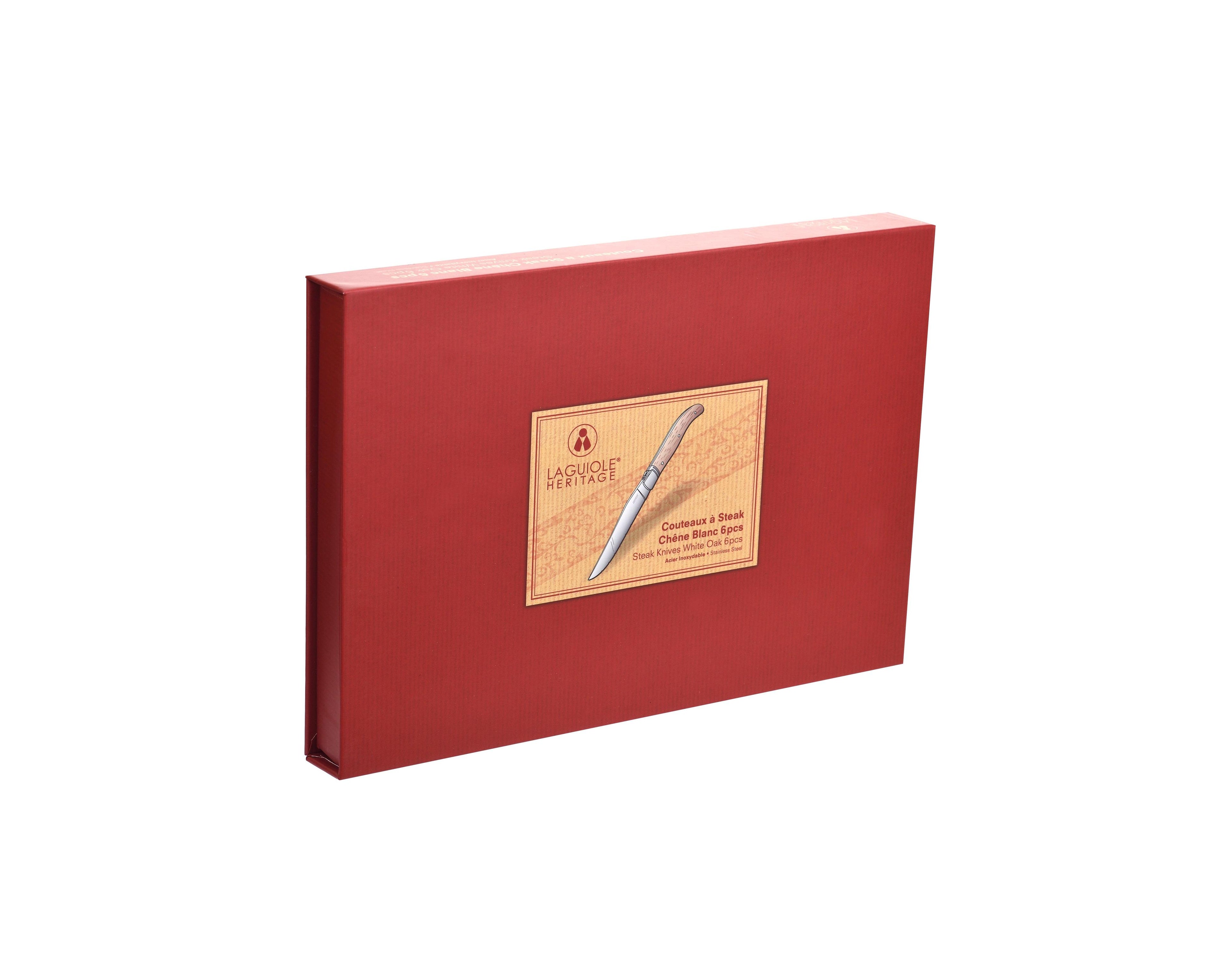 Box Of 6 Steak Knives - Oak