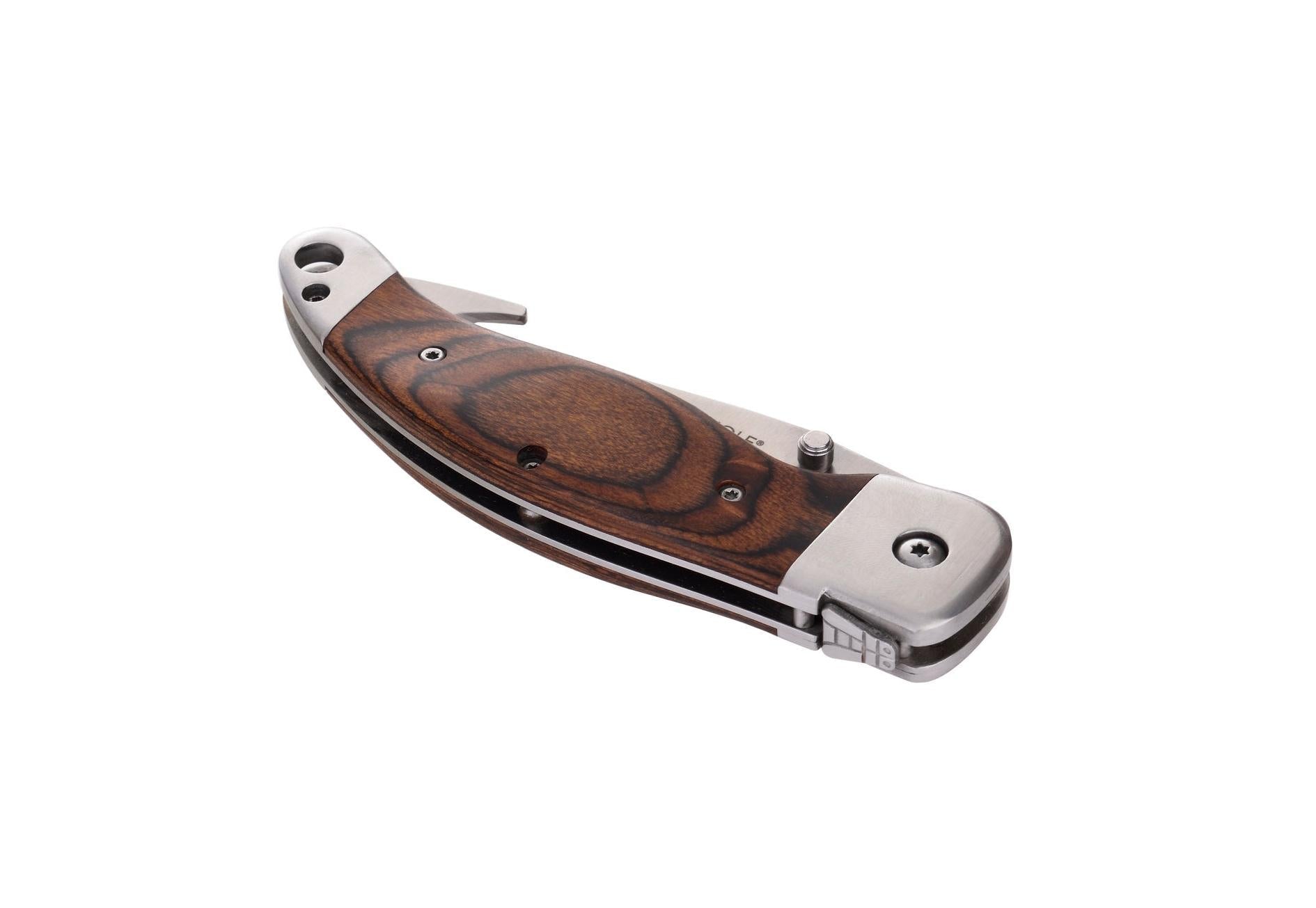 Coffret Couteau De Chasse Avec Etui En Cuir Noir - Manche En Bois De Pakka - Lame 105 Cm